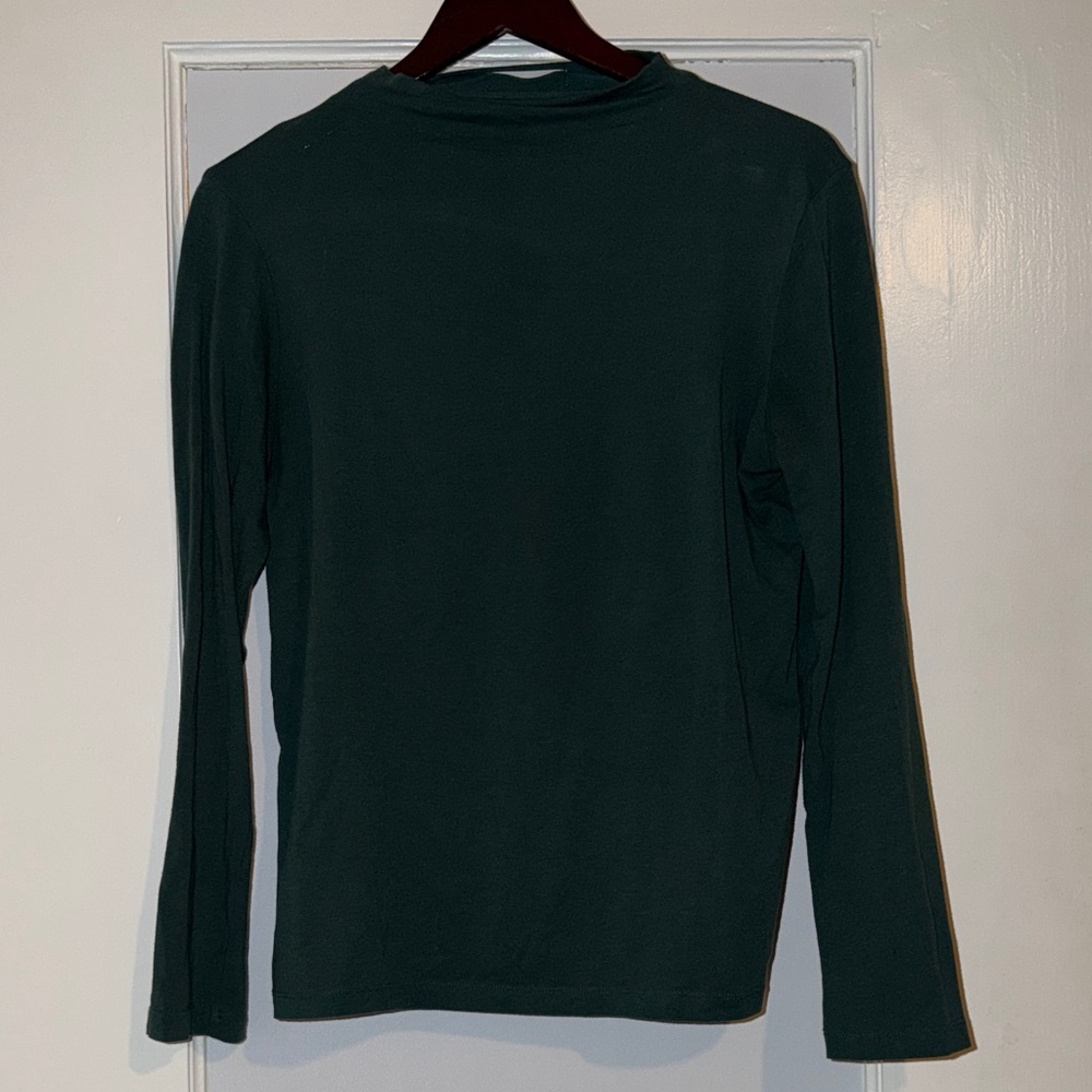 OAK + FORT Deep Green Mock Neck Long Sleeve Shirt